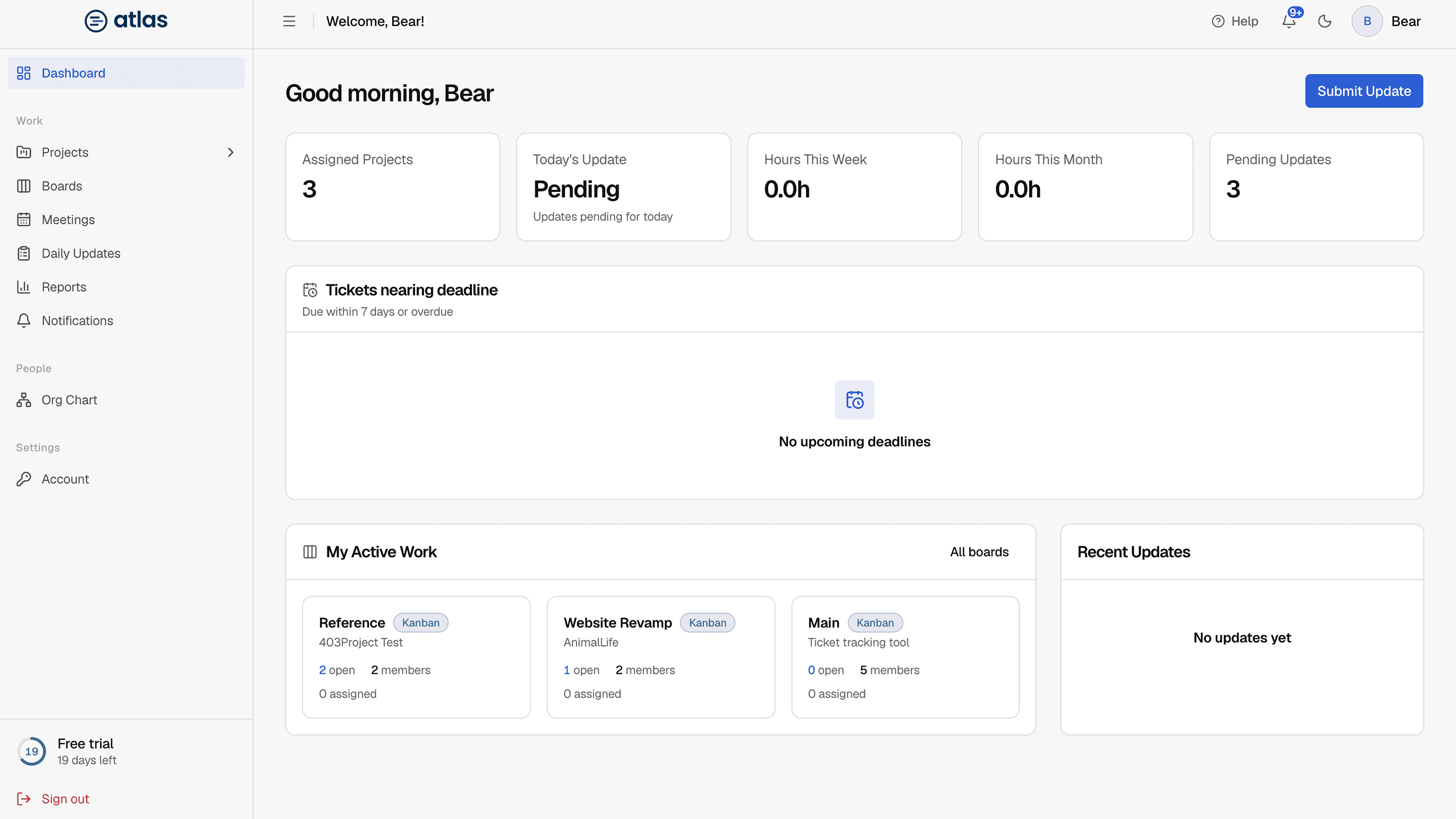 The Member dashboard.