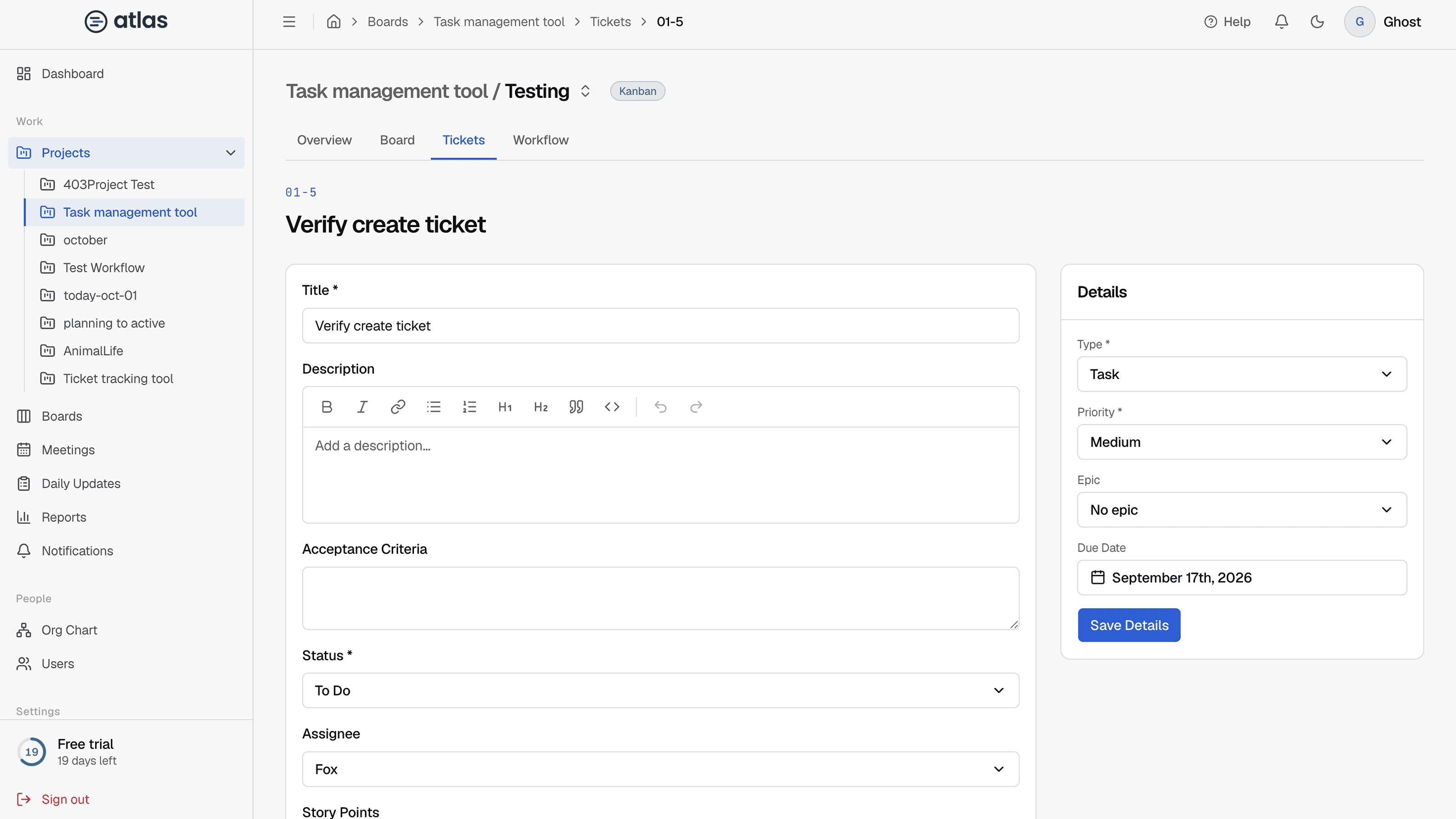 The full ticket page.